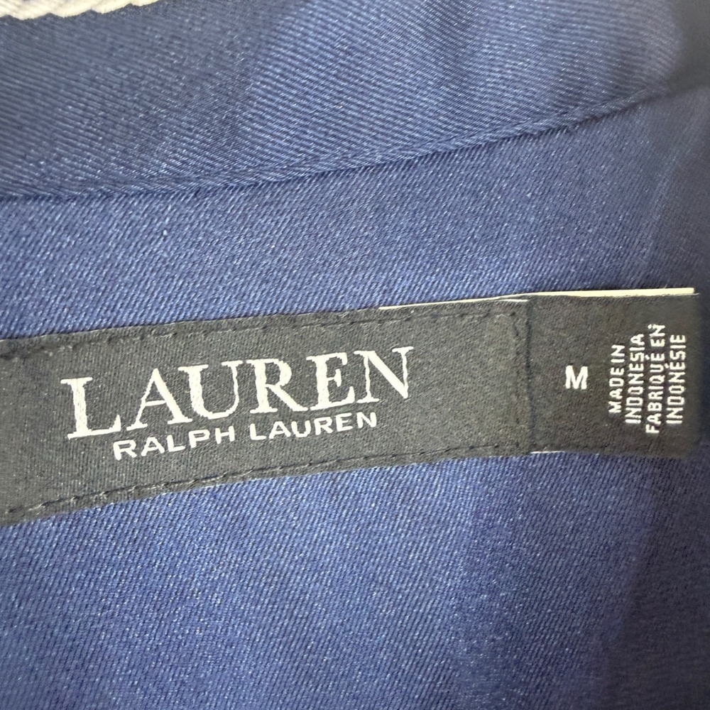 Lauren Ralph Lauren Button Down Women M Navy Nautical Scarf Print Anchor Shirt - Picture 8 of 11